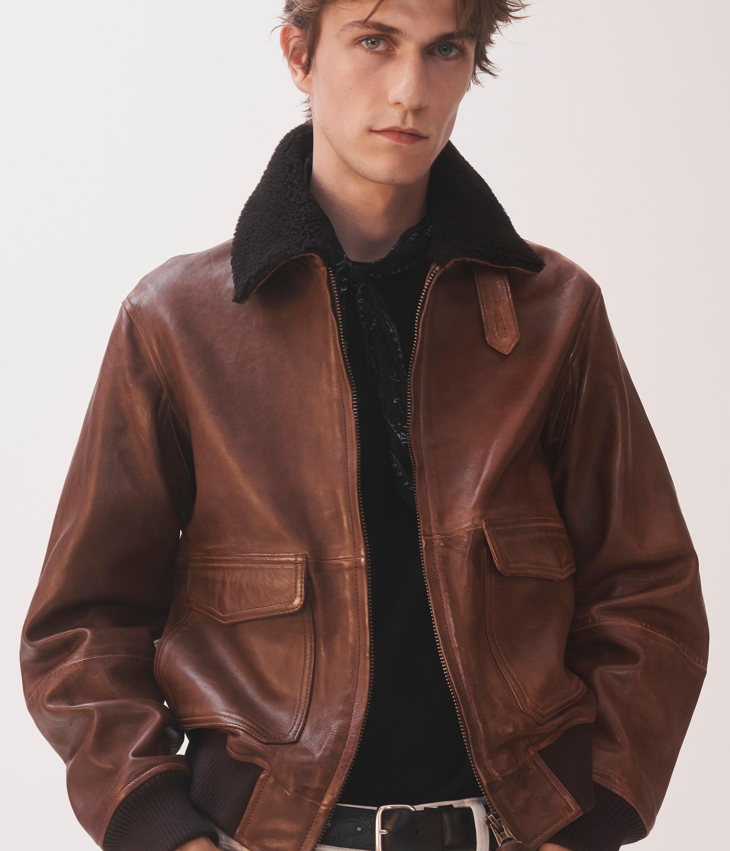 DAVID BAILEY LEATHER AVIATOR JACKET